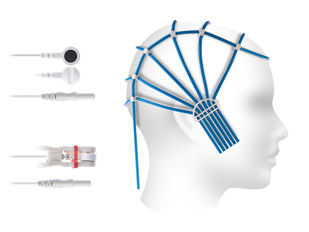 Комплект чашечковых электродов для регистрации 21-канальной ЭЭГ . Общий вид