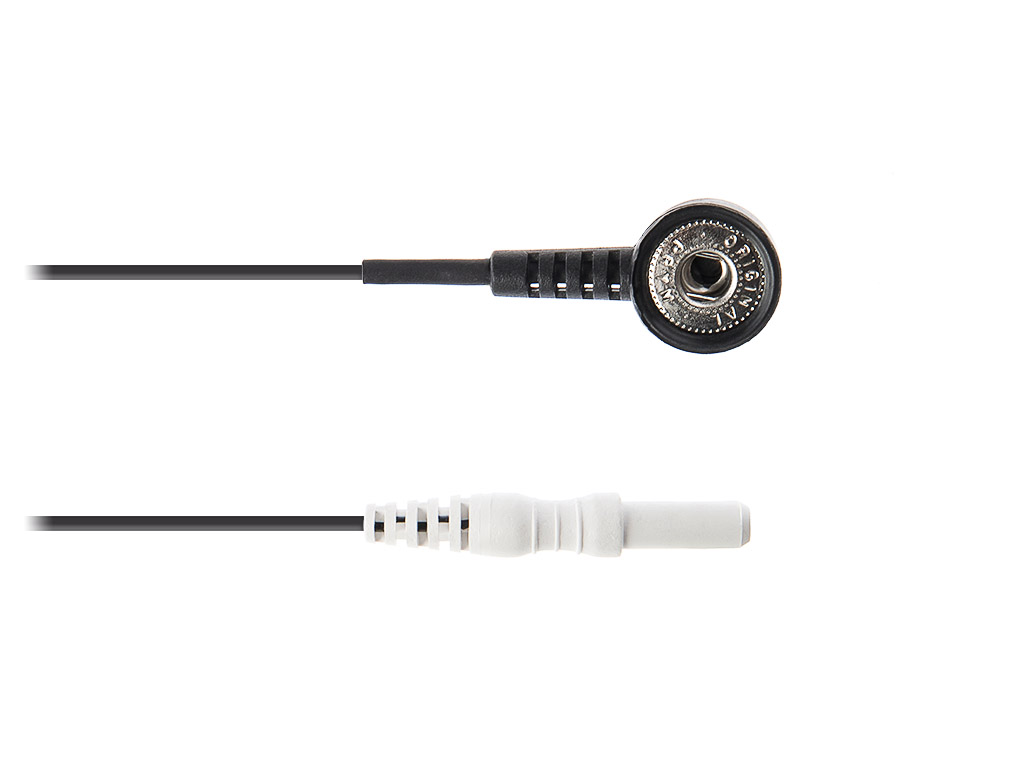Cable for disposable electrode with button connector, touch-proof