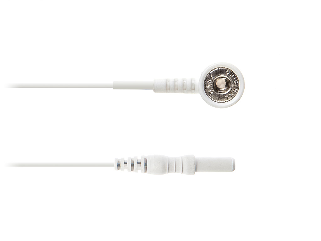 Cable for disposable electrode with button connector, touch-proof