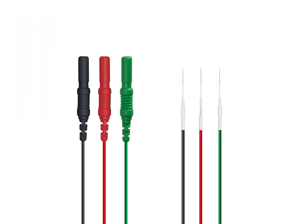 3-wire subdermal needle electrode: 13 mm needle length, 0.40 mm needle diameter, 250 cm cable, code TT03MN4013D/25RU