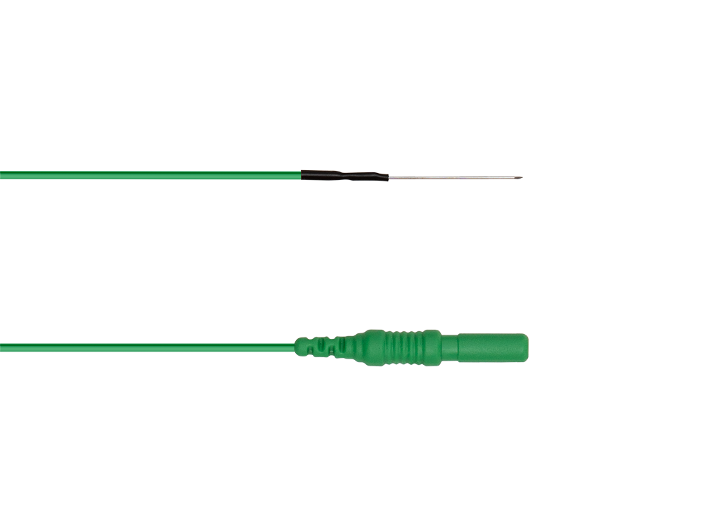 Subdermal needle electrode: 18 mm needle length, 0.40 mm needle diameter, 250 cm cable, code MN4018D25SRU